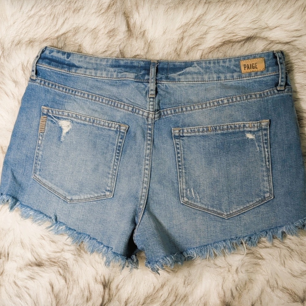 Paige Denim Womens Emitt Cut Off Denim Buttonfly Distressed Shorts Size 30